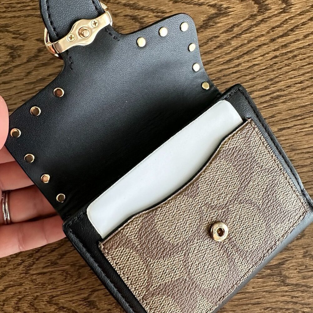 NWT! NEW! Coach Georgie Bi-Fold Wallet -Black Brown Stud / Black CC - Picture 5 of 6